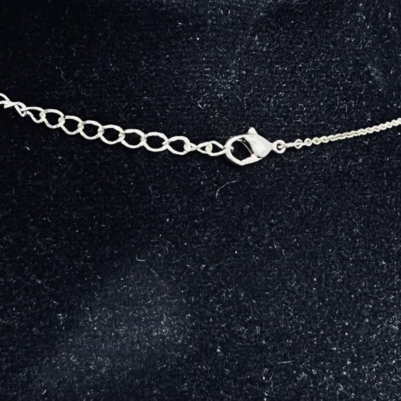 Silver Tone Lariat Neccklace With Blue Green And Yellow Faceted Crystals (5376) - Picture 5 of 5